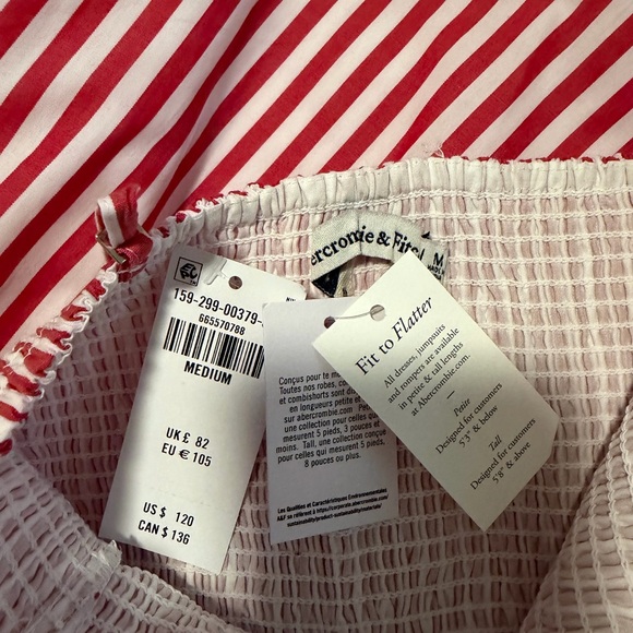 NWT Abercrombie Sydney Smocked Dipped-Waist Midi Dress - Picture 8 of 8